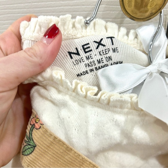 NEXT Baby Floral Corduroy Overalls Outfit Set 12–18M - Picture 3 of 7